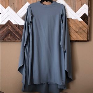 Blue cape back midi dress